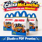 Caixa Mc Lanche Hot Wheels para festa infantil, arquivo digital Studio e PDF pronto para imprimir e cortar com tema de carrinhos de corrida.