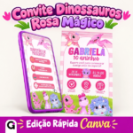 Convite Interativo Dinossauros Rosa - Faça no Canva - Imagem 2