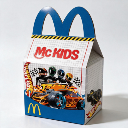 Caixa Mc Lanche Hot Wheels para festa infantil, arquivo digital Studio e PDF pronto para imprimir e cortar com tema de carrinhos de corrida.
