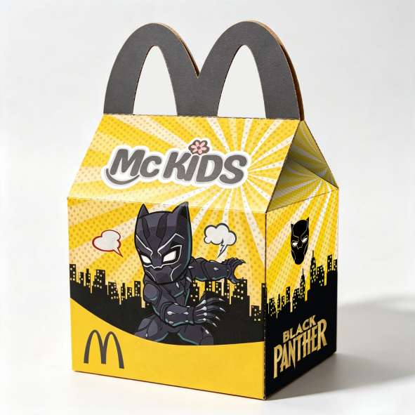 imagem anuncio (15) CAIXA MC LANCHE PANTERA NEGRA CUTE: Arquivo de corte digital com arte exclusiva do Pantera Negra para festas temáticas.