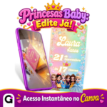 Convite Cinematográfico Princesas Baby - Edite no Canva! ✨ - Imagem 2