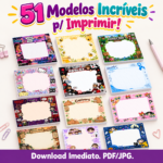 Pack de Arte Bloquinho de Papel para Imprimir com 51 modelos digitais variados, incluindo Ursinhos fofos, Stranger Things, Star Trek, Roblox, Moranguinho, Cocô fofo, Margaridas, GTA V, Gatinhos, Ursinho Seja Luz, Romance, Dragões, Doctor Who, Coragem Cão Covarde, Chaves, Cerejas Coquette, BT21, BTS, Abelhas, Garfield, GTA VI, Snoopy, Minecraft, Harry Potter Chibi, Magia e Bruxaria, Scooby-Doo, Stitch, Naruto, BTS Tons Pastéis, Chaves Personagens, The Vampire Diaries, Japão tradicional, Snoopy Charlie Brown Sally, Izuku Midoriya Deku, Capivaras Paz, BTS I Purple You, Flamengo, Floral Rosas, Borboletas Tudo no seu Tempo, Organização Bons Planos, Dia dos Professores, Outubro Rosa, Setembro Amarelo, Novembro Azul, Natal, As Meninas Superpoderosas, F.R.I.E.N.D.S, Hello Kitty, Pânico Ghostface, Coraline, As Meninas Superpoderosas Florzinha Lindinha Docinho, oferecendo praticidade para papelaria personalizada.