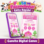 Convite Digital Interativo Fazendinha Rosa - Edite no Canva Agora! - Imagem 2