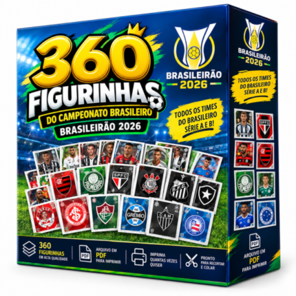 Kit com 360 Figurinhas Do Campeonato Brasileiro em PDF para imprimir, com tabela em Excel, ideal para colecionadores e fãs de futebol.