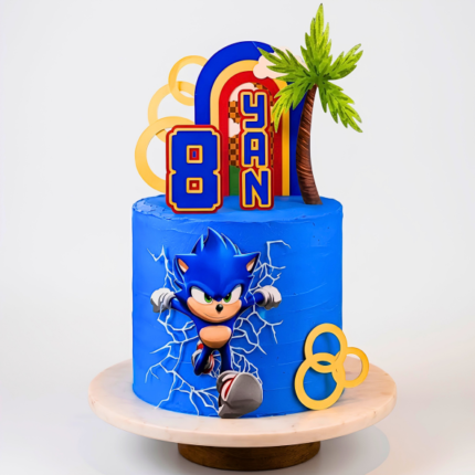 Topo de Bolo Sonic em camadas 3D para aniversário infantil, arquivo de corte Studio Silhouette.