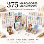 Kit de 375 Artes Marcador Magnético variado para impressão em Canva e PDF
